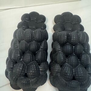 Black Textured Slipon slipper shoes